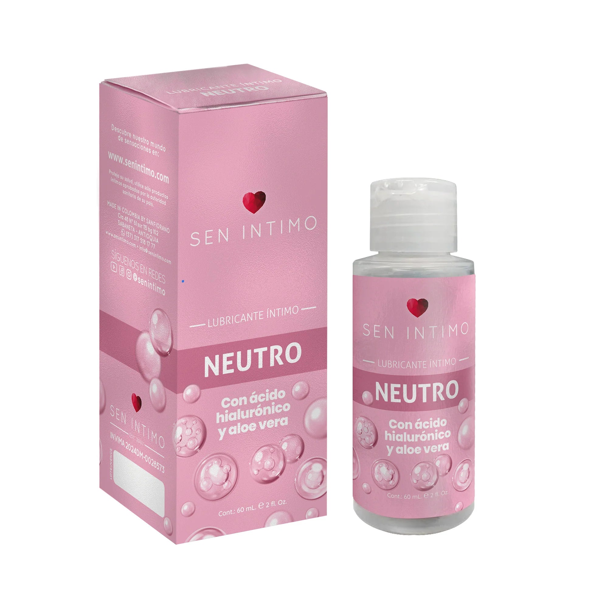 LUBRICANTE NEUTRO CON ÁCIDO HIALURÓNICO Y ALOÉ X 55 ML BY SEN ÌNTIMO