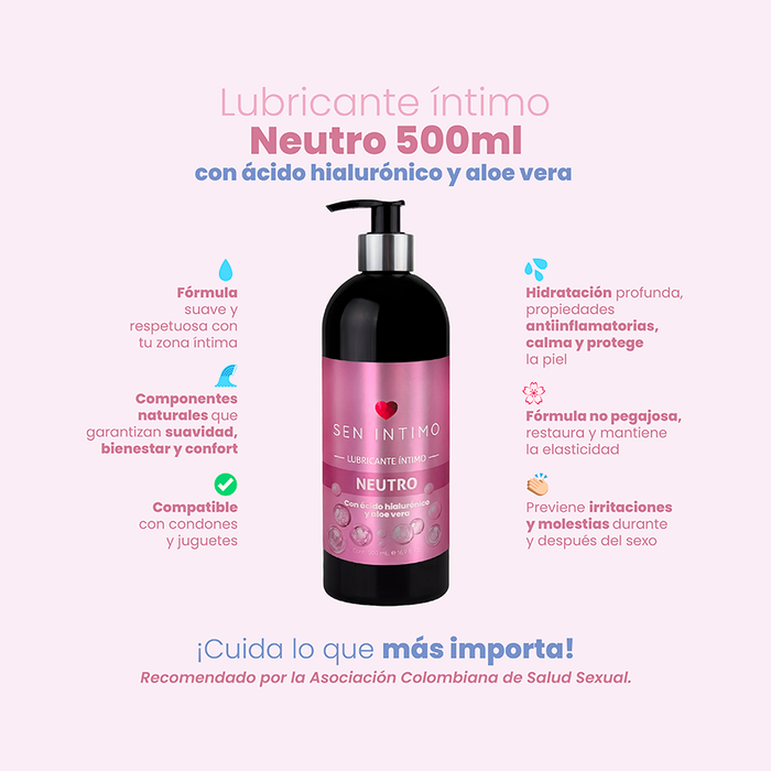Lubricante Neutro con Ácido Hialurónico y Aloé x 500 ml Sen Íntimo