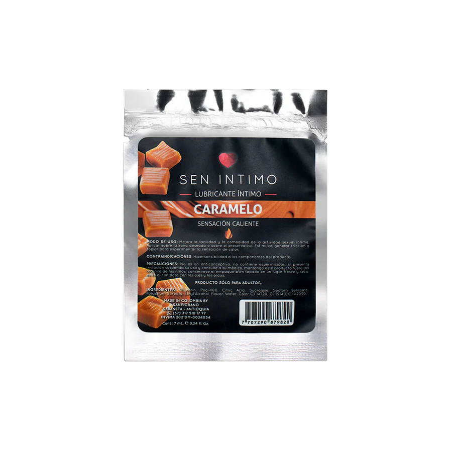 LUBRICANTE CALIENTE SACHET CARAMELO X 7 ML SEN INTIMO