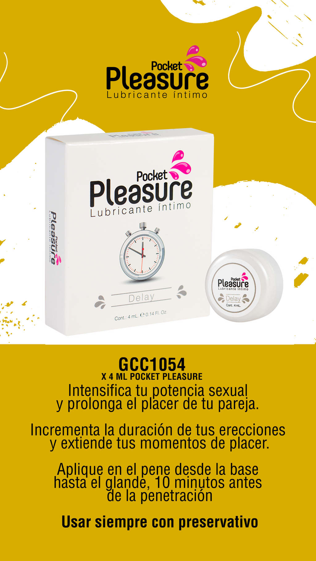 LUBRICANTE DELAY X 4 ML POCKET PLEASURE