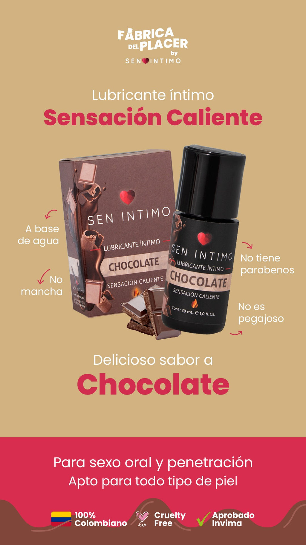 LUBRICANTE CALIENTE CHOCOLATE X 30 ML SEN INTIMO