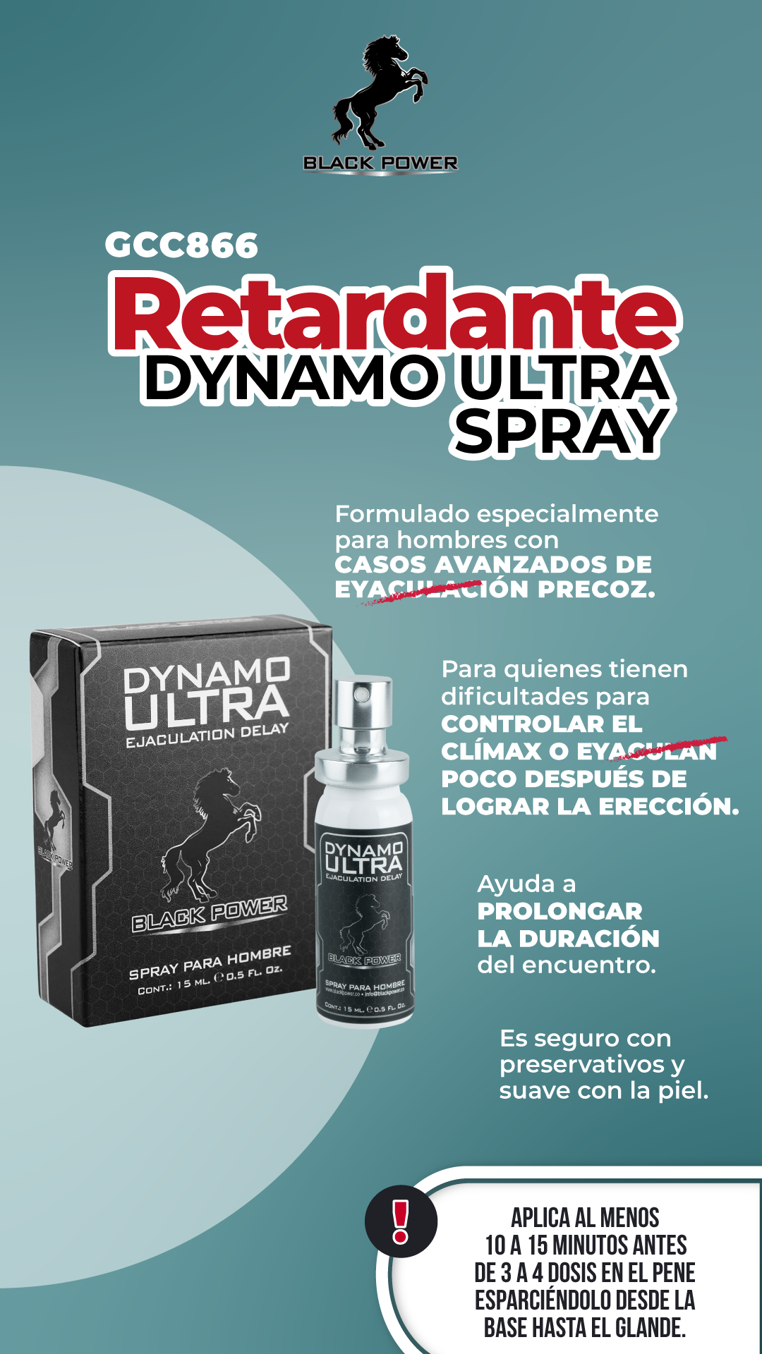 LUBRICANTE DYNAMO ULTRA SPRAY X 15 ML BLACK POWER