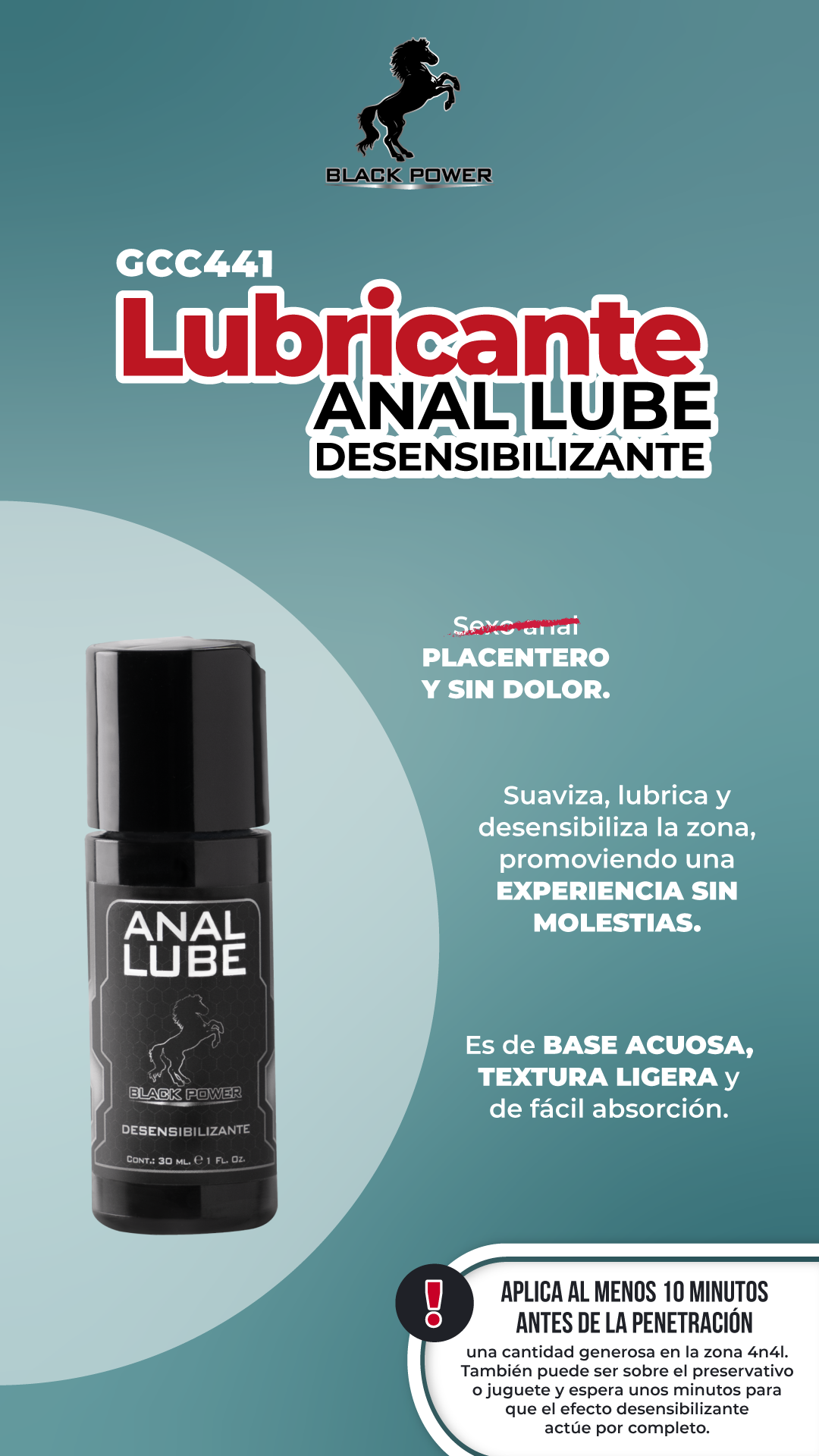 LUBRICANTE ANAL LUBE DESENSIBILIZANTE X 30 ML BY BLACK POWER