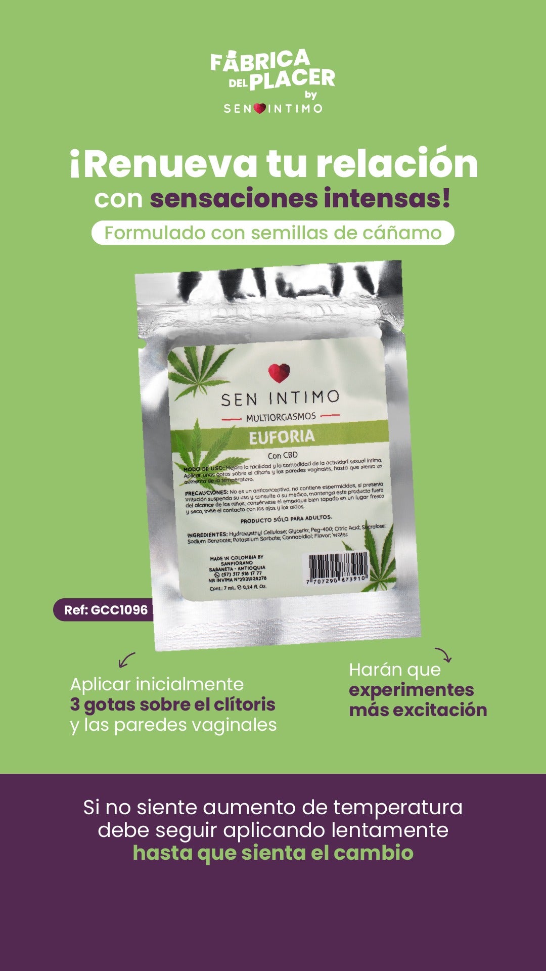 LUBRICANTE INTIMO SEN EUFORIA SACHET X 7 ML