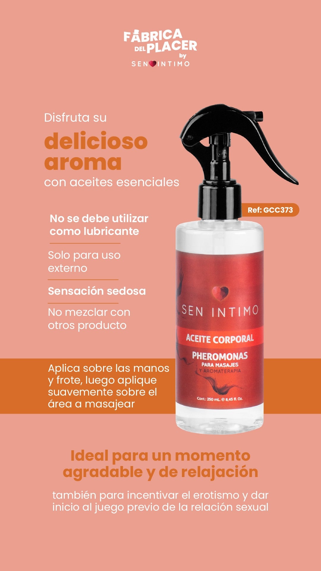 ACEITE CORPORAL PHEROMONAS PARA MASAJES Y AROMATERAPIA X 250 ML BY SEN ÍNTIMO