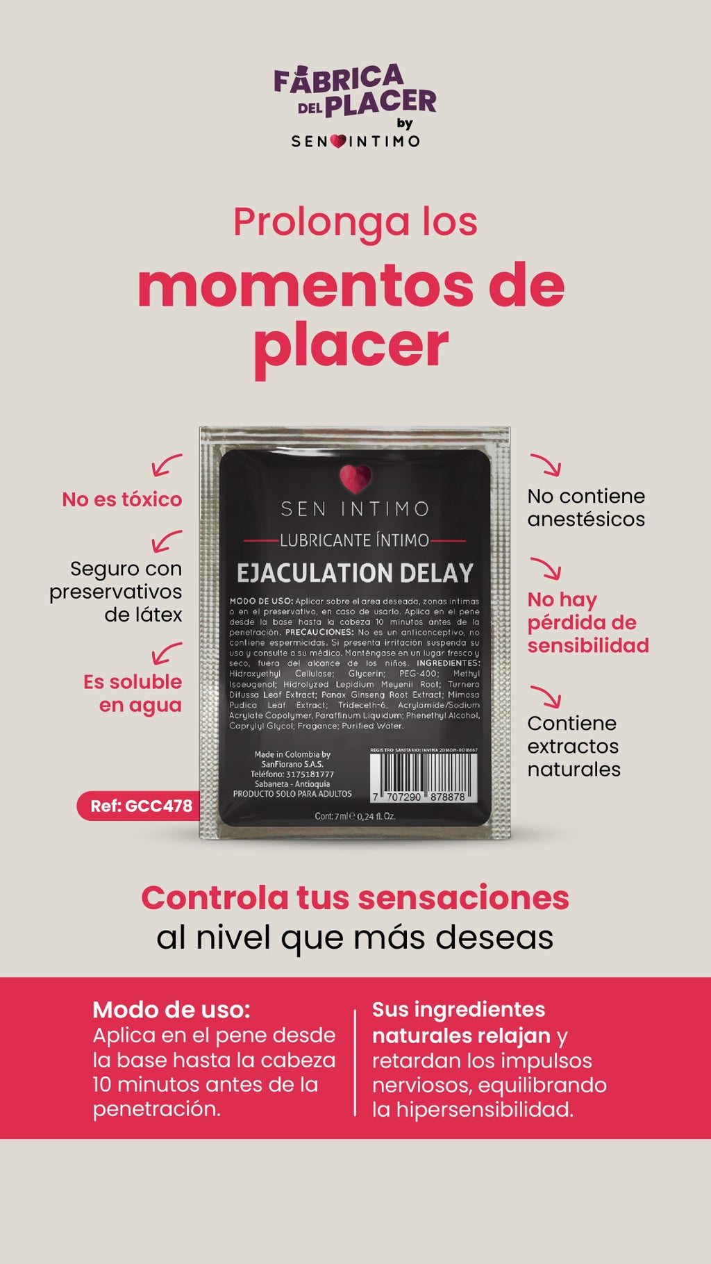RETARDANTE EJACULATION DELAY SACHET X 7 ML SEN INTIMO