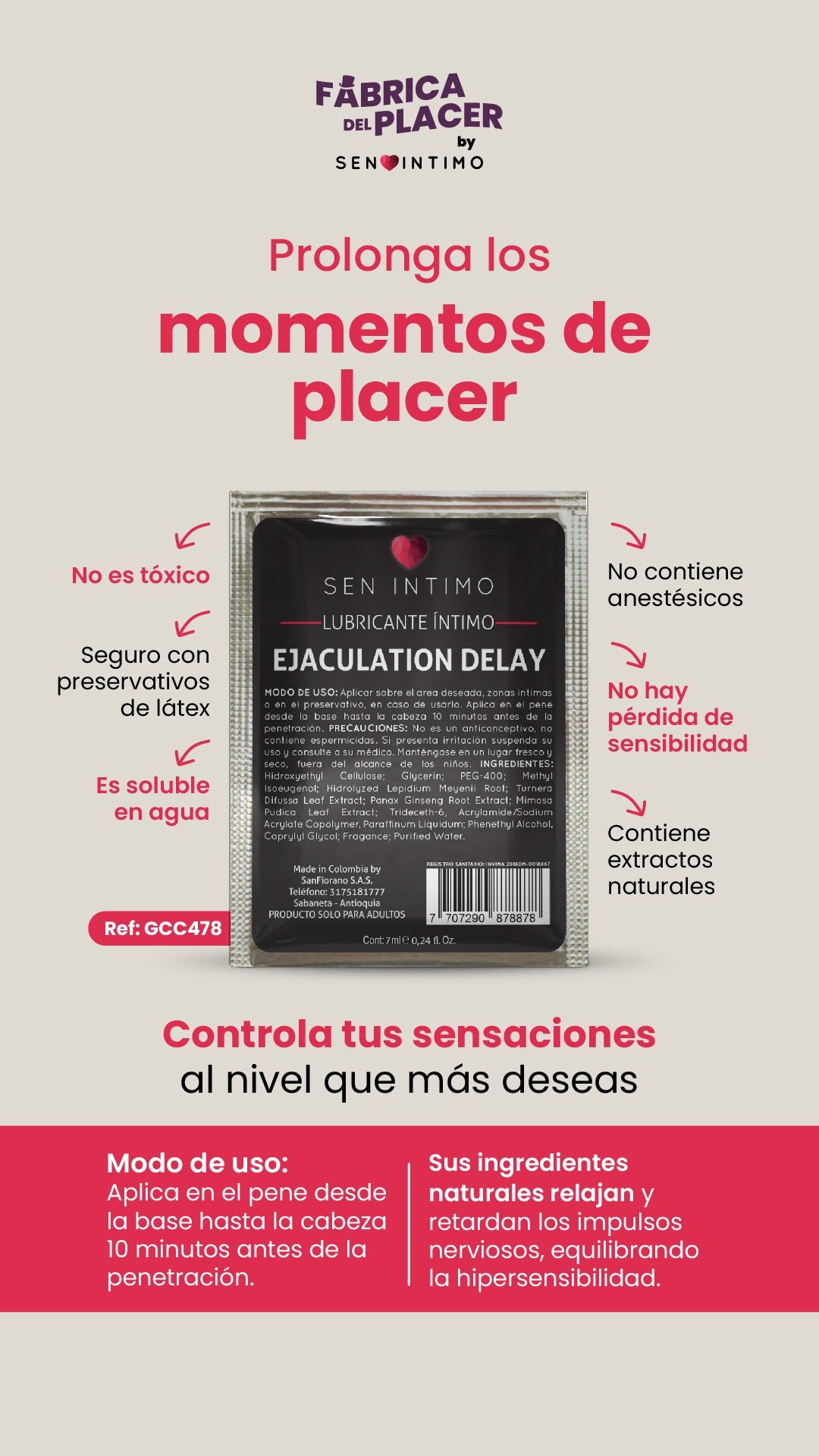 RETARDANTE EJACULATION DELAY SACHET X 7 ML SEN INTIMO