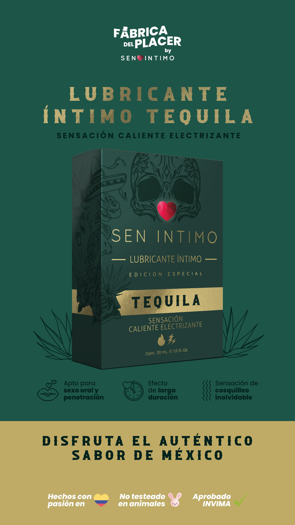 LUBRICANTE ELECTRIZANTE TEQUILA X 30 ML SEN INTIMO