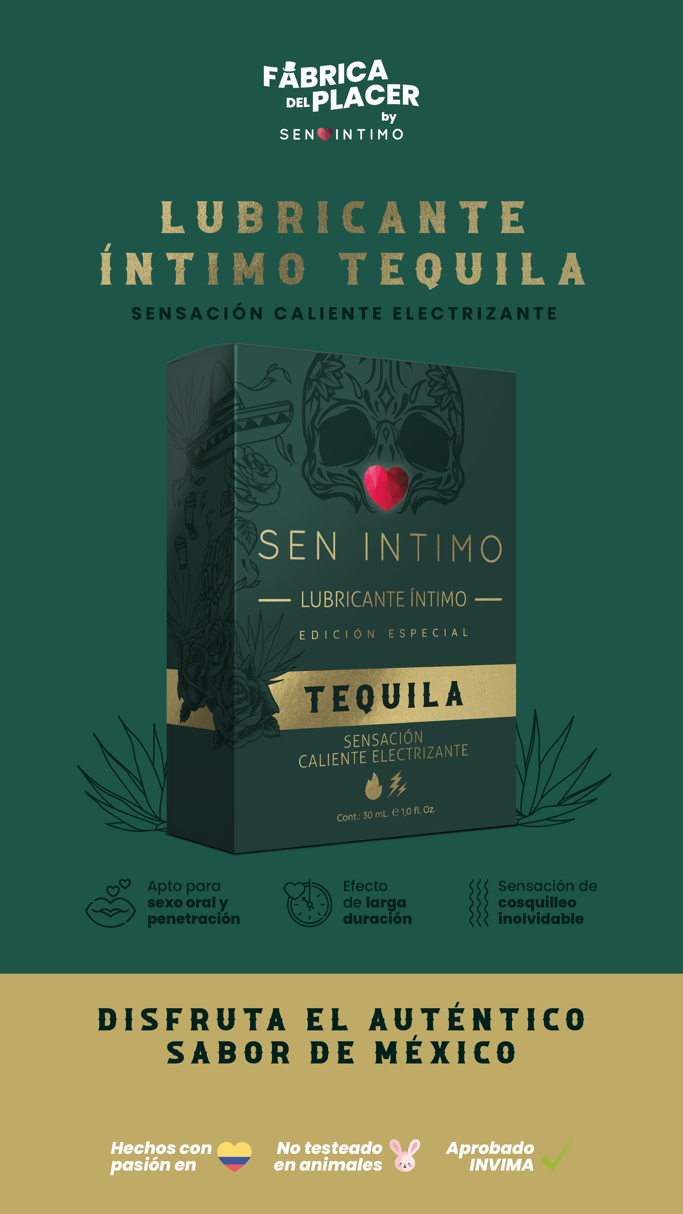 LUBRICANTE ELECTRIZANTE TEQUILA X 30 ML SEN INTIMO