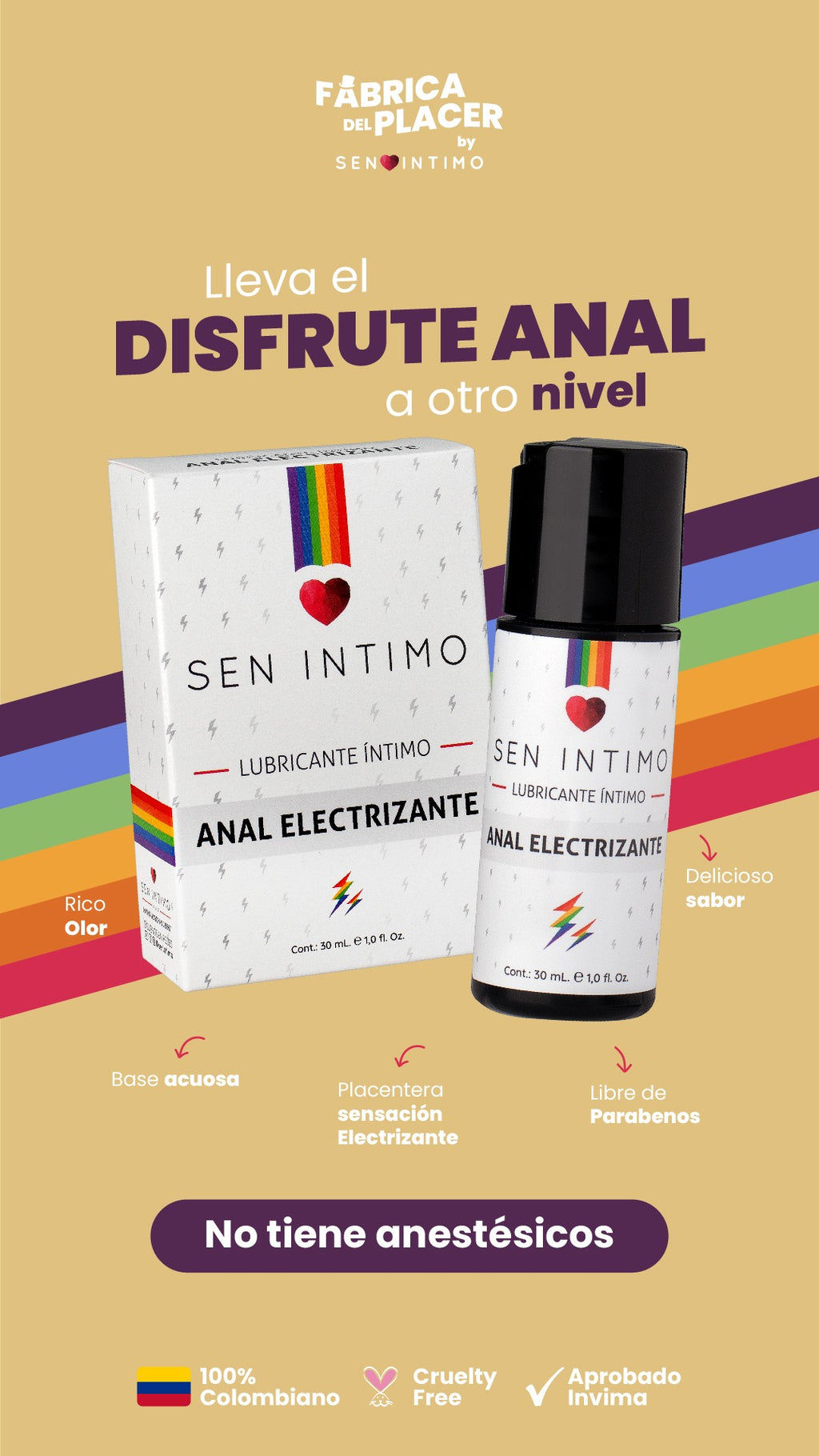 LUBRICANTE INTIMO ANAL ELECTRIZANTE X 30 ML SEN