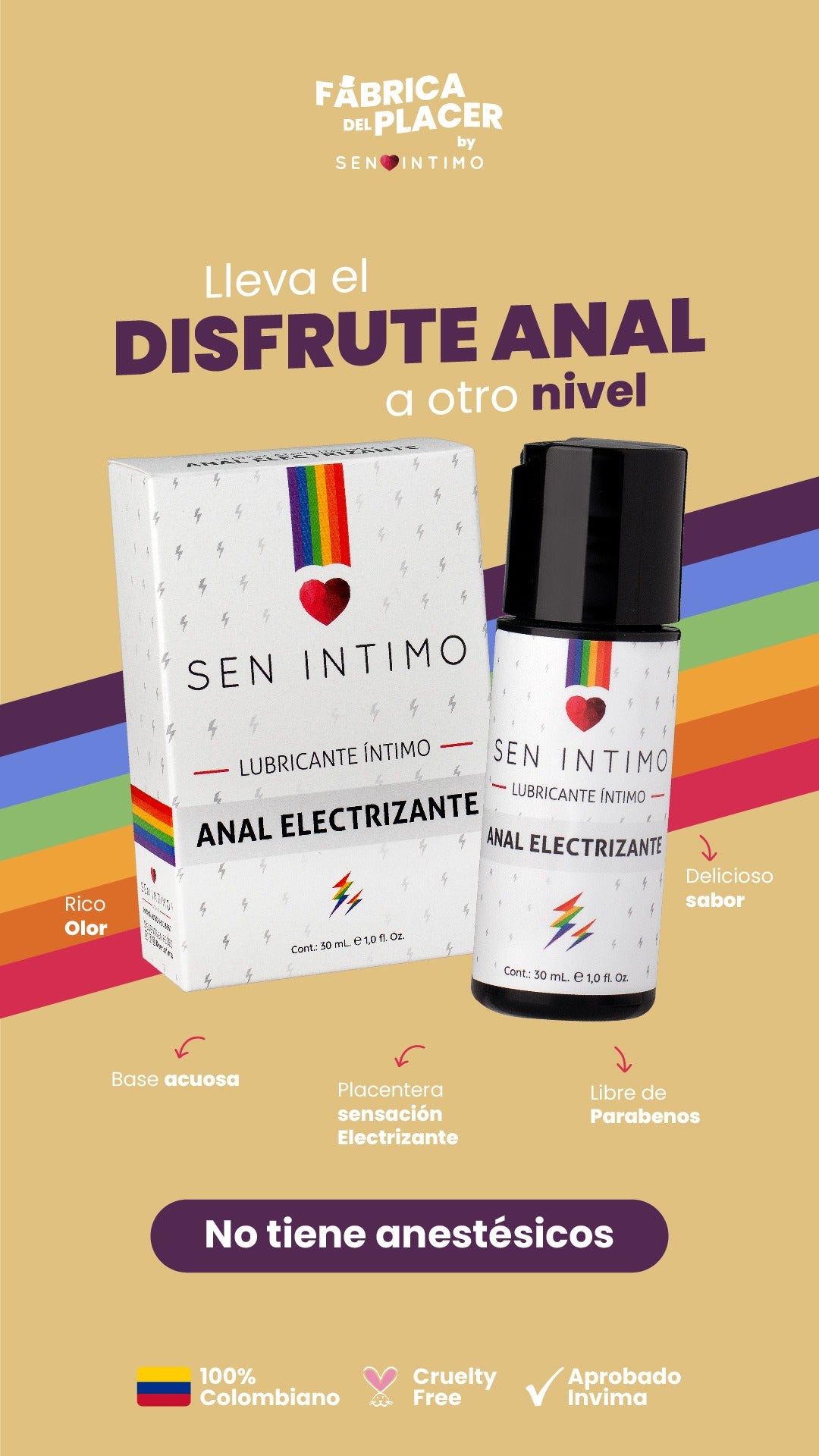 LUBRICANTE INTIMO ANAL ELECTRIZANTE X 30 ML SEN